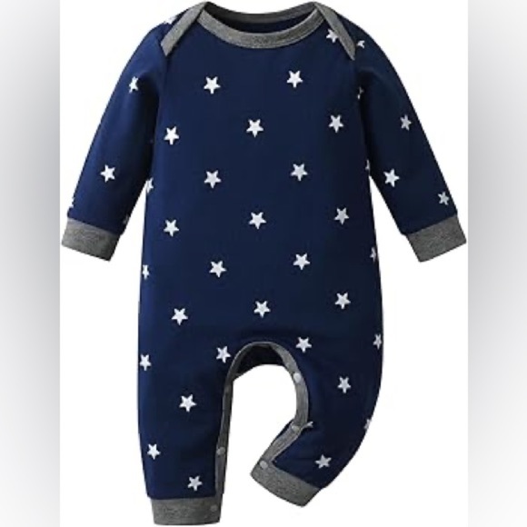 PatPat Blue and White Starry Footies - Picture 1 of 2
